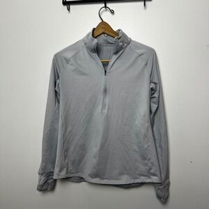 Under Armour Womens Gray Quarter Zip Pullover HeatGear Thumbhole Top Large
